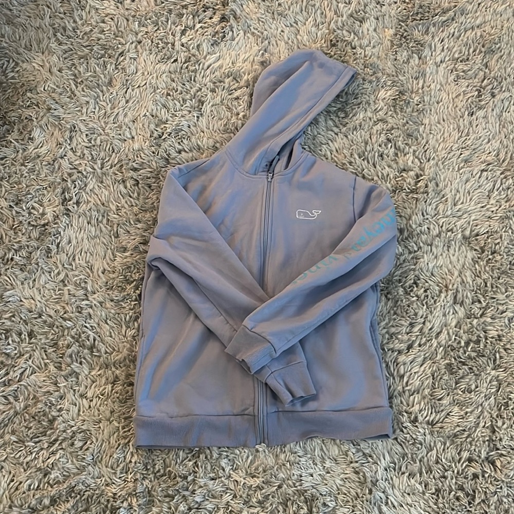 Vineyard Vines Purple Long Sleeve Hooded Thermal Zipup Sweatshirt